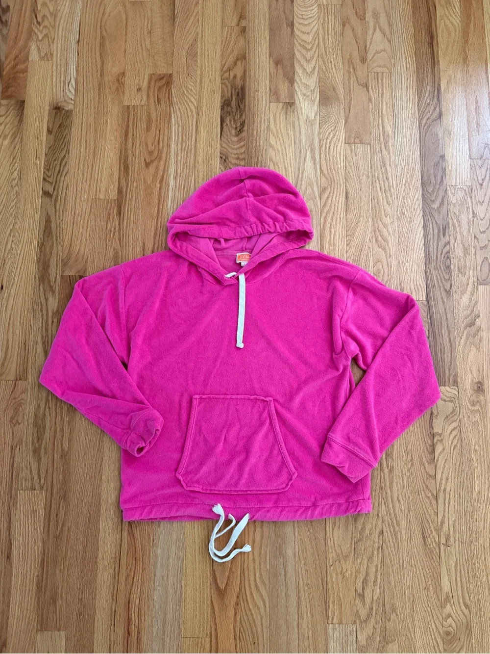 J.Crew Weekend Pink Towel Terry Pullover Hoodie, Size Large